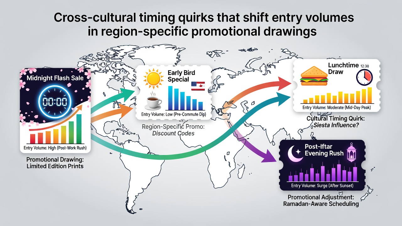 Infographic displaying hourly entry volume charts segmented by cultural regions and major holidays