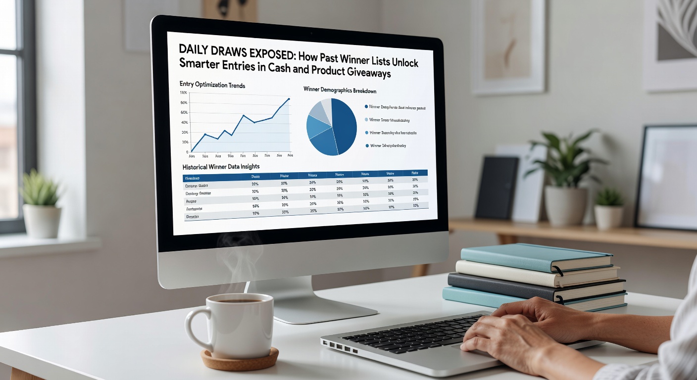 Close-up of a giveaway entry form next to a printed winner list, illustrating analysis process