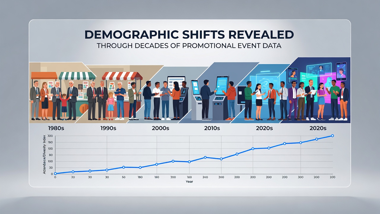 Chart showing demographic participation trends in promotional events from 1990 to 2025