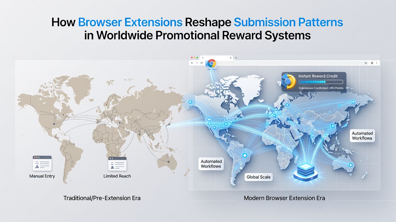 Data visualization of submission timing shifts caused by browser extensions in reward systems