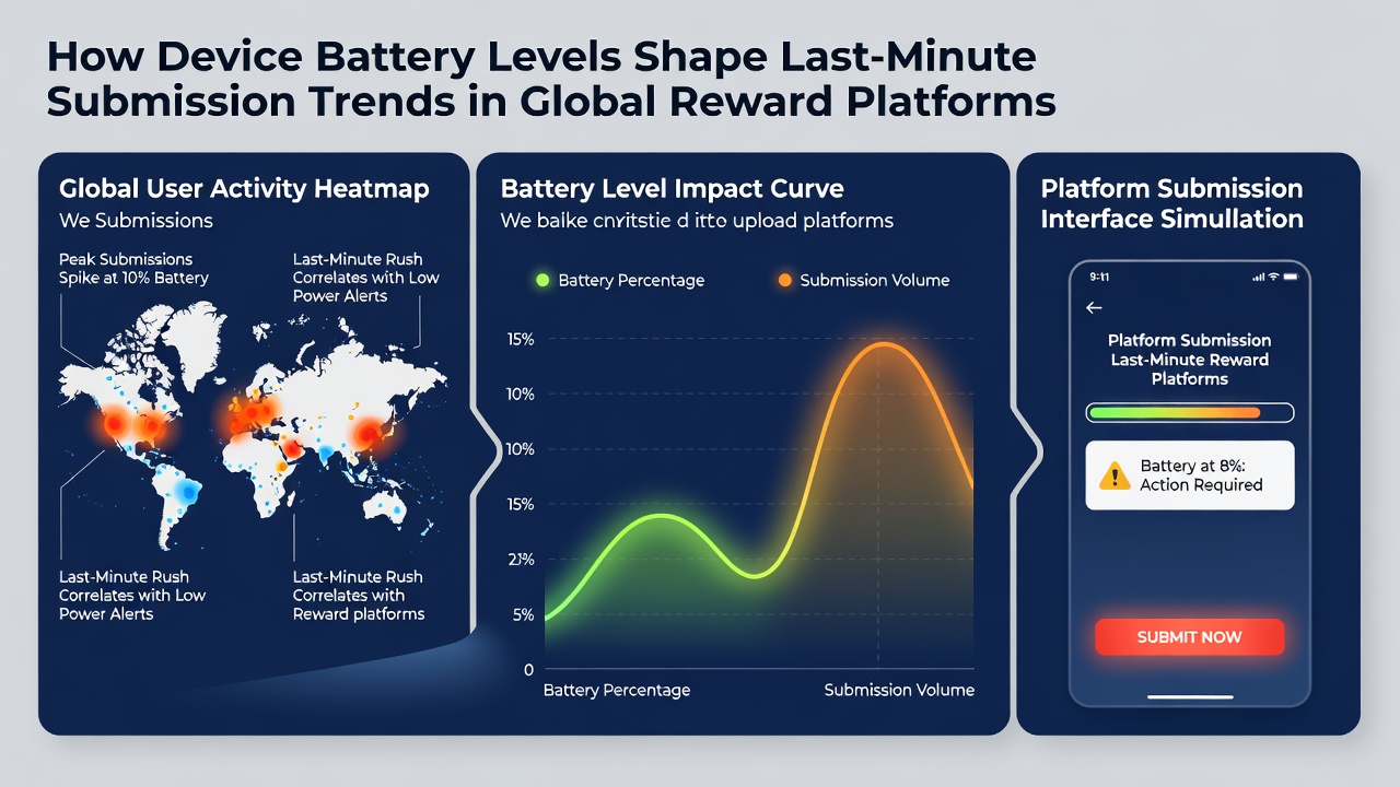 Heatmap illustrating submission density by battery percentage and time until deadline across multiple regions