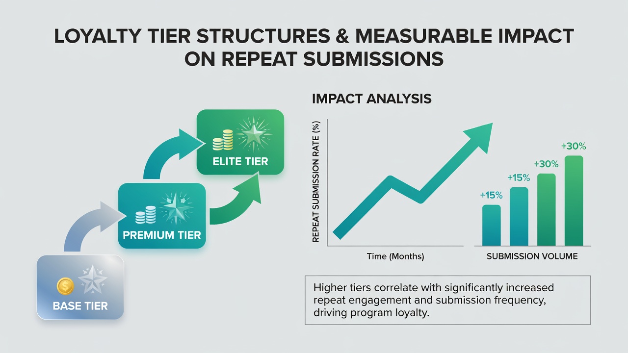 Chart displaying submission frequency increases across different loyalty tiers