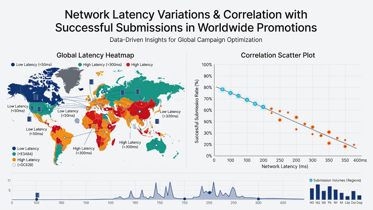 Chart displaying latency measurements and submission success rates across promotional platforms