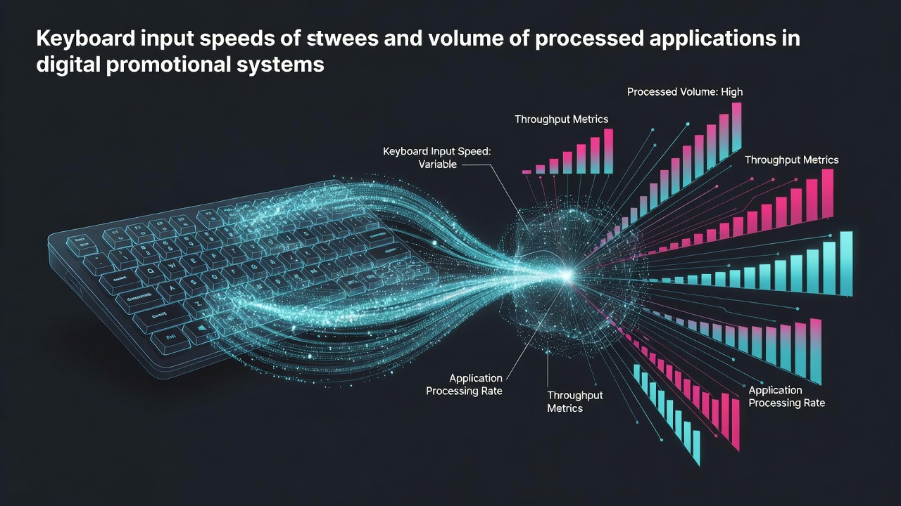 Data visualization showing correlations between typing speeds and application volumes in promotional platforms