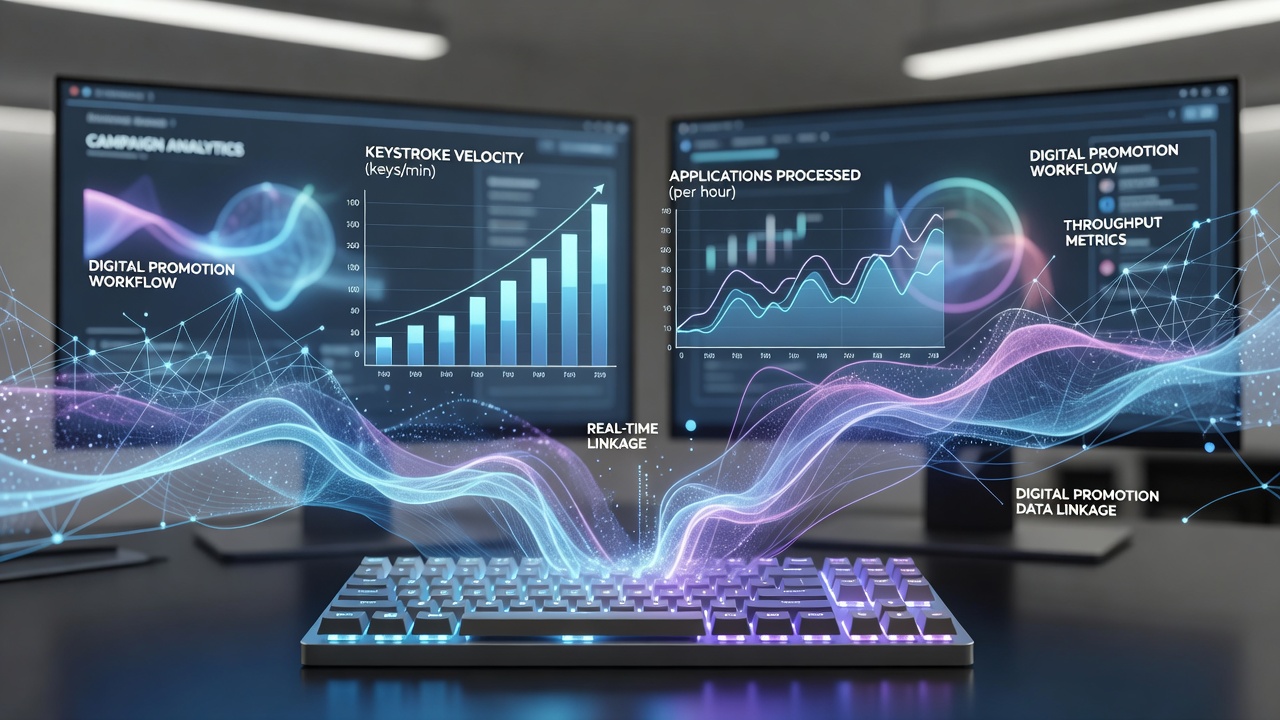 Analytics dashboard illustrating keyboard speed distributions and their impact on application throughput