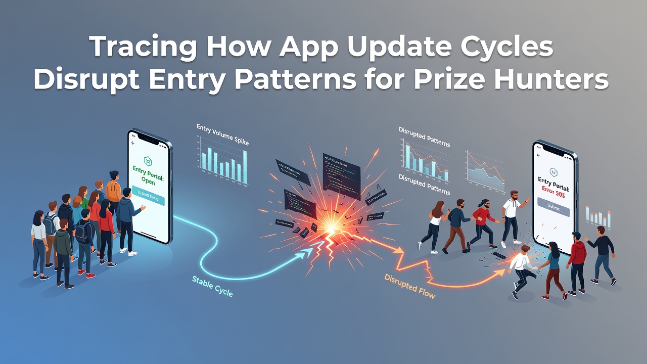 Mobile app update notification overlaying a sweepstakes entry screen on a smartphone