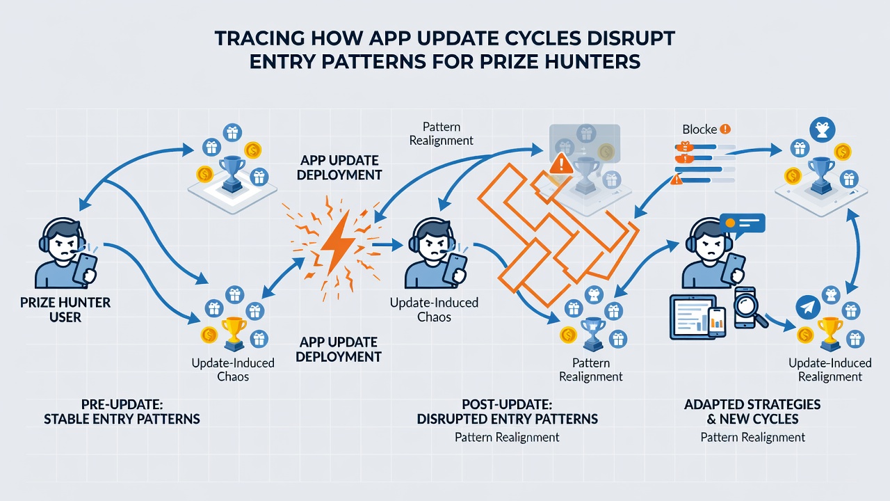 Chart showing entry submission spikes before and after an app update cycle